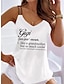 preiswerte Tank-Shirts &amp; kurze Jäckchen für Damen-Damen Tank Top Blumen Graphic Buchstabe Bedruckt Casual Festtage Basic Ärmellos V Ausschnitt Schwarz