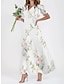 olcso Mintás ruhák-Női hétköznapi ruha Grafika Márványozás Nyomtatott V-alakú Maxi hosszú ruha Alkalmi Napi Vakáció Rövid ujjú Nyár Tavasz