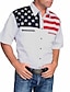 tanie zachodnie koszule męskie-Męskie Koszula Koszula westernowa Wzory graficzne Flaga Ameryki Wieczorne Biały Żółty Szary Na zewnątrz Ulica Krótkie rękawy Nadruk Odzież Moda Designerskie Codzienny Miękkie