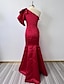 Χαμηλού Κόστους Βραδινά Φορέματα-γοργόνα μαύρο φόρεμα βραδινό φόρεμα κορσέδες επίσημο φόρεμα καλεσμένων γάμου στο πάτωμα αμάνικο ταφτά στον έναν ώμο με βολάν λουλούδι ώμου 2024