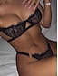 baratos Lingerie de mulher-Mulheres Lingerie Sensual Conjuntos Cor imaculada Amantes quente Conforto Casa Dia Dos Namorados De Cama Fibra Sintética Respirável Correias Cintura elástica Verão Primavera Preto Branco