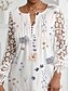 cheap Print Dresses-Women&#039;s Casual Dress Floral Dress Print Dress Floral Lace Patchwork Split Neck Lace Sleeve Mini Dress Fashion Streetwear Outdoor Daily Long Sleeve Regular Fit White Summer Spring S M L XL XXL