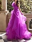 Χαμηλού Κόστους Βραδινά Φορέματα-Γραμμή Α Βραδινά φορέματα Λουλουδάτο Φόρεμα Επίσημο Χοροεσπερίδα Ουρά μέτριου μήκους Αμάνικο Λαιμόκοψη V Σιφόν με Βολάν 2024