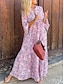 cheap Print Dresses-Women&#039;s Long Dress Maxi Dress Casual Dress Swing Dress Print Dress Floral Party Casual Outdoor Daily Holiday Ruffle Print Long Sleeve V Neck Dress Regular Fit Pink Summer Spring S M L XL XXL