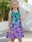 cheap Girl&#039;s 3D Dresses-Kids Little Girls&#039; tank Dress rainbow Color Graphic A Line Dress Daily Holiday Vacation Print Purple Above Knee Sleeveless Casual Cute Sweet Dresses Spring Summer Regular Fit 3-10 Years