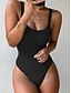 cheap Bodysuits-Women&#039;s Bodysuit High Waist Solid Color U Neck Active Street Sport Regular Fit Sleeveless Black White Blue S M L Summer