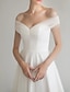 billiga Brudklänningar-Bridal Shower Liten vit klänning Bröllopsklänningar A-linje Över axeln Ärmlös Telång Satäng Brudklänningar Med Enfärgat 2024