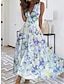 olcso Mintás ruhák-Női hétköznapi ruha A vonalú ruha Ujjatlan ruha Virágos Pillangó Nyomtatott V-alakú Maxi hosszú ruha Napi Randi Ujjatlan Nyár Tavasz