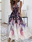 cheap Print Dresses-Women&#039;s Casual Dress A Line Dress Tank Dress Floral Color Gradient Print V Neck Maxi long Dress Casual Daily Date Sleeveless Summer Spring