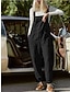 cheap Vacation Jumpsuit-Women&#039;s Overall Bib Jumpsuit Utility Patch Pocket Solid Color Square Neck Streetwear Daily Vacation Casual Regular Fit Sleeveless Black Wine Blue S M L Summer Wide-leg Pants Vacation
