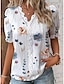 cheap Women&#039;s Blouses &amp; Shirts-Women&#039;s Shirt Blouse Floral Contrast Lace Patchwork Stylish Boho Short Sleeve V Neck White Summer