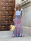 cheap Maxi Skirts-Women&#039;s A Line Swing Long Skirt Bohemia Maxi Skirts Print Floral Graphic Holiday Casual Daily Spring &amp; Summer Polyester Fashion Bohemian Boho Pink