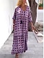 cheap Print Dresses-Women&#039;s Casual Dress Geometric Print V Neck Maxi long Dress Casual Daily Vacation 3/4 Length Sleeve Summer Spring