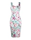 Χαμηλού Κόστους Πάρτι Φορέματα-Γυναικεία Φόρεμα για πάρτυ Εφαρμοστό Σλιπ Φόρεμα Στάμπα Αμάνικο Μίντι φόρεμα Διακοπές Βίντατζ Ανθισμένο Ροζ Καλοκαίρι Άνοιξη
