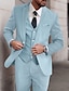 abordables Trajes-Trajes de boda para hombre, color azul real, azul cielo, morado, 3 piezas, color sólido, ajuste estándar, botonadura única, un botón, 2024