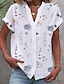 billige Bluser og skjorter til kvinner-Dame Skjorte Bluse Blomstret Trykt mønster Avslappet Ferie Grunnleggende Kortermet Opprett krage Rød