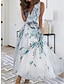 Χαμηλού Κόστους Print Φορέματα-Γυναικεία Καθημερινό φόρεμα Φόρεμα σε γραμμή Α Αμάνικο φόρεμα Φλοράλ Στάμπα Λαιμόκοψη V Μακρύ φόρεμα Καθημερινά Ημερομηνία Αμάνικο Καλοκαίρι Άνοιξη