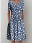 cheap Print Dresses-Women&#039;s Casual Dress Midi Dress Blue Short Sleeve Floral Ruched Summer Spring Crew Neck Vacation 2023 S M L XL XXL 3XL