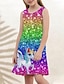 cheap Girl&#039;s 3D Dresses-Kids Little Girls&#039; tank Dress rainbow Color Graphic A Line Dress Daily Holiday Vacation Print Purple Above Knee Sleeveless Casual Cute Sweet Dresses Spring Summer Regular Fit 3-10 Years