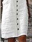cheap Design Cotton &amp; Linen Dresses-Women&#039;s White Dress Shirt Dress Casual Dress Midi Dress Cotton Linen Button Basic Classic Daily Vacation Beach Split Neck Half Sleeve Summer Spring Fall White Plain