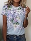 ieftine Tricouri Damă-Pentru femei Tricou Floral Concediu Sfârșit de săptămână Imprimeu Imprimare personalizată Manșon scurt De Bază Rotund
