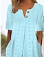 cheap Plain Dresses-Women&#039;s Casual Dress Midi Dress Button Pocket Daily Vacation Fashion Modern Split Neck Short Sleeve Light Blue Color