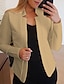cheap Women&#039;s Blazer&amp;Suits-Women&#039;s Blazer Solid Color Classic Office / Business Long Sleeve Coat Spring Fall Valentine&#039;s Day Open Front Regular Jacket Light Pink