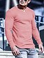 baratos Camisetas masculinas casuais-Homens Camiseta Camiseta de malha canelada T-shirt Camisa de manga longa Tecido Pit Strip Decote V Rua Férias Manga Longa Tricôt Roupa Moda Designer Básico