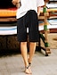 ieftine Pantaloni Scurți Damă-Pentru femei Pantaloni de in Bermude Bumbac Și Lenjerie Buzunare laterale Umflat Talie medie Lungimea genunchiului Negru