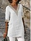 Χαμηλού Κόστους Γυναικείες Μπλούζες &amp; Πουκάμισα-Γυναικεία Πουκάμισο Δαντελένιο πουκάμισο Μπλούζα Λευκό πουκάμισο με δαντέλα Λινό Σκέτο Causal Δαντέλα Μαύρο Μισό μανίκι Κομψό Μοντέρνα Βασικό Λαιμόκοψη V