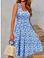 olcso Mintás ruhák-Női Ujjatlan ruha Ditsy virágos Nyomtatott U-alakú Mini ruha Napi Vakáció Ujjatlan Nyár Tavasz