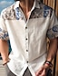 abordables camisas bohemias de hombre-Hombre Camisa Floral Tribal Estampados Cuello Vuelto Albaricoque Azul Piscina Caqui Exterior Calle Mangas cortas Estampado Ropa Moda Design Casual Suave