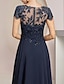 cheap Mother of the Bride Dresses-A-Line Mother of the Bride Dress Formal Wedding Guest Elegant High Low Scoop Neck Asymmetrical Tea Length Chiffon Lace Short Sleeve with Sequin Appliques 2024