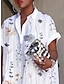 olcso Mintás ruhák-Női Fehér ruha Ingruha hétköznapi ruha Midi ruha Nyomtatott Aszimmetrikus Alkalmi Napi Vakáció Állógallér Rövid ujjú Nyár Tavasz Fehér Virágos
