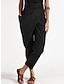 cheap Women&#039;s Sleep Tops &amp; Bottoms-Women&#039;s Cotton Loungewear Pants High Waist Irregular Lace-Up Cropped Pants Solid Fashion Simple Casual Cotton Breathable with One Side Pockets Summer Spring Black Navy Blue