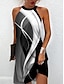 cheap Print Dresses-Women&#039;s Ombre Color Block Print Halter Neck Mini Dress Daily Date Sleeveless Summer Spring