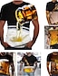 economico maglietta 3d da uomo-Per uomo Camicia maglietta Pop art 3D Birra Rotonda Grigio scuro A B C D Plus Size Per uscire Fine settimana Manica corta Abbigliamento Essenziale