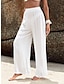 cheap Women&#039;s Cotton Linen Pants-Women&#039;s Wide Leg Linen Pants Pants Trousers Faux Linen White Fashion Casual Daily Wide Leg Full Length Comfort Plain S M L XL 2XL