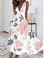 Χαμηλού Κόστους Print Φορέματα-Γυναικεία Καθημερινό φόρεμα Φόρεμα σε γραμμή Α Φλοράλ Στάμπα Λαιμόκοψη V Μακρύ φόρεμα Καθημερινά Ημερομηνία Αμάνικο Καλοκαίρι Άνοιξη