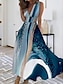 זול שמלות עם הדפס-בגדי ריקוד נשים שמלת קז&#039;ואל שמלת גופייה גראפי שיש דפוס צווארון V שמלת מקסי יומי ללא שרוולים קיץ אביב