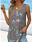 cheap Tank Tops &amp; Camis-Women&#039;s Tank Top Floral Casual Holiday Print White Sleeveless Basic Square Neck