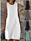 abordables vestidos de algodón y lino de diseño-Mujer Vestido blanco Vestido de lino de algodón Vestido de verano Vestido Midi Lino Bolsillo Clásico Casual Diario Vacaciones Escote en U Sin Mangas Verano Primavera Bleu Ciel Negro Plano