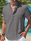 cheap Cotton Linen Shirt-Men&#039;s Linen Shirt Summer Shirt Beach Shirt White Blue Khaki Short Sleeve Plain Standing Collar Spring &amp; Summer Hawaiian Holiday Clothing Apparel Basic