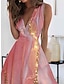 Χαμηλού Κόστους Print Φορέματα-Γυναικεία Καθημερινό φόρεμα Φόρεμα σε γραμμή Α Ombre Στάμπα Λαιμόκοψη V Μακρύ φόρεμα Καθημερινά Ημερομηνία Αμάνικο Καλοκαίρι Άνοιξη