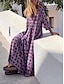 olcso Mintás ruhák-Női hétköznapi ruha Nyomtatott V-alakú Maxi hosszú ruha Napi Vakáció Háromnegyedes Nyár Tavasz