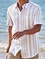 זול חולצה מכופתרת לגברים-בגדי ריקוד גברים חולצה חולצה עם כפתורים חולצת קיץ חולצה קז&#039;ואל חולצת חוף לבן שרוול קצר פסים דש רחוב חופשה דפוס ביגוד אופנתי לנופש הוואי