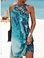 cheap Print Dresses-Women&#039;s Ombre Color Block Print Halter Neck Mini Dress Daily Date Sleeveless Summer Spring