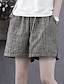 cheap Women&#039;s Shorts-Women&#039;s Linen Pants Bermuda shorts Faux Linen Side Pockets Baggy High Waist Short Grey