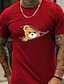 cheap Men&#039;s Graphic T Shirt-Teddy Bear Mens 3D Shirt For Birthday | White Summer Cotton | Maroon Zipper Tee Casual Style Classic Graphic Toy Crew Neck Clothing Apparel Print Outdoor Daily Short