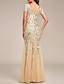 cheap Wedding Guest Dresses-Mermaid / Trumpet Wedding Guest Dresses Floral Dress Prom Wedding Party Floor Length Sleeveless Jewel Neck Sequined with Sequin 2023